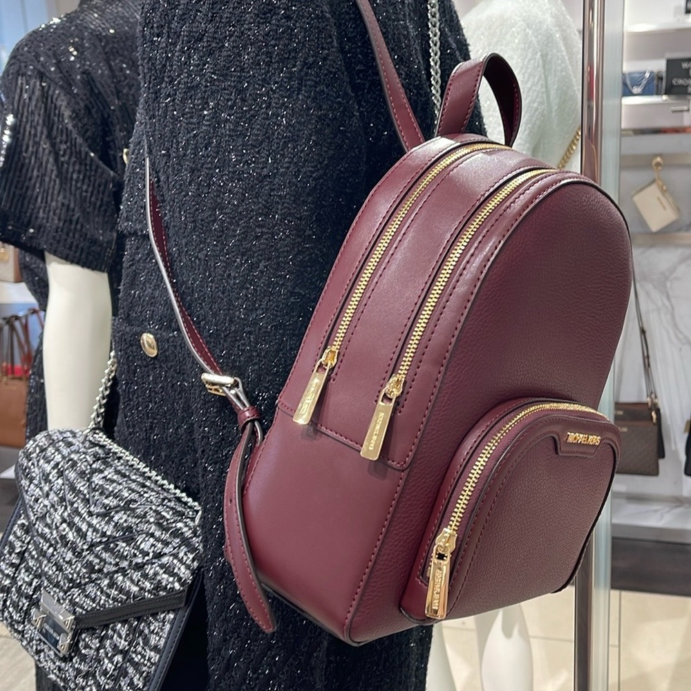 Michael Kors Jaycee Medium Pebbled Leather Backpack
 Oxblood/Golden 
NWT - Picture 4 of 16